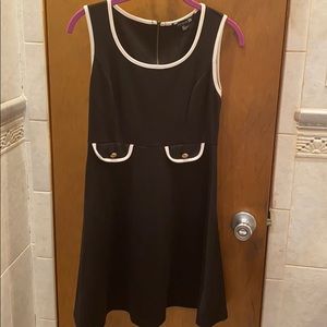 Black and white dress with gold button detail